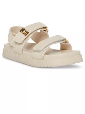 Steve Madden Neutral Cream Adjustable Strap Sandal with Gold Hardware